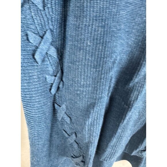 Design History Women Ribbed Blue Sweater With Lace-Up Details Size S - Picture 5 of 5